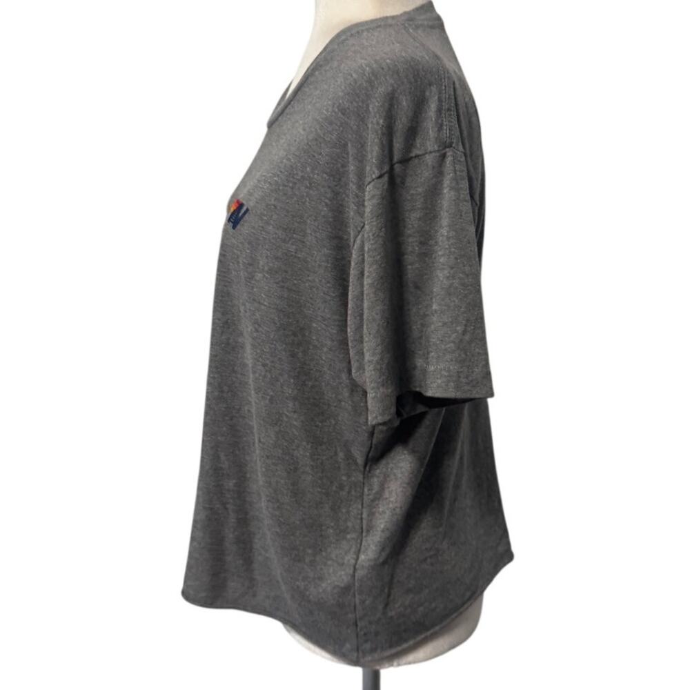 Aviator Nation Heather Grey Embroidered Logo Tee Raw Hem Relaxed Fit Size L - Picture 2 of 4